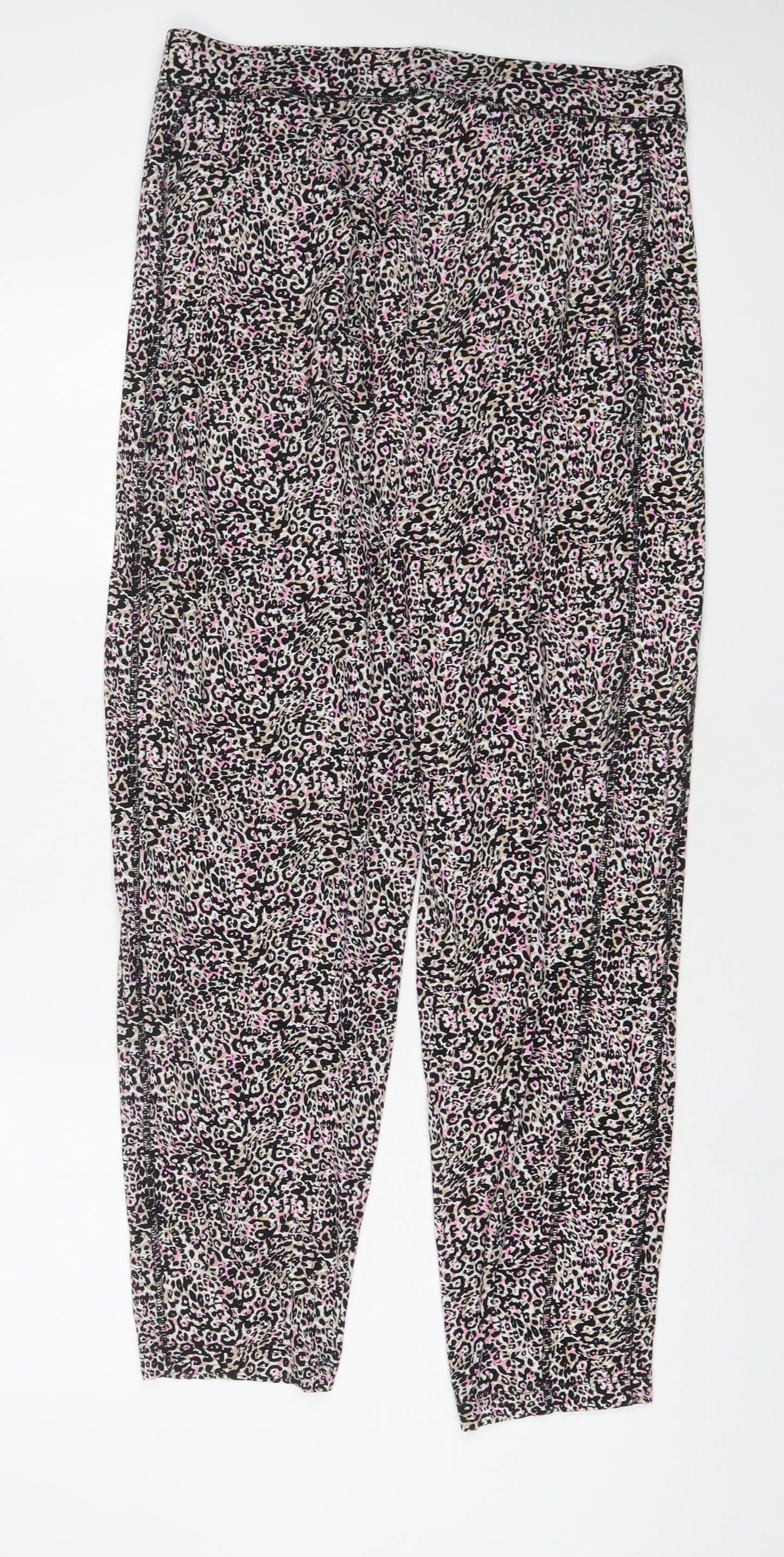 Marks and Spencer Womens Multicoloured Animal Print Viscose Trousers Size 14 L32 in Regular