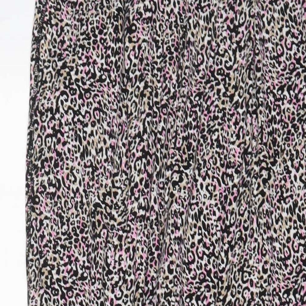 Marks and Spencer Womens Multicoloured Animal Print Viscose Trousers Size 14 L32 in Regular