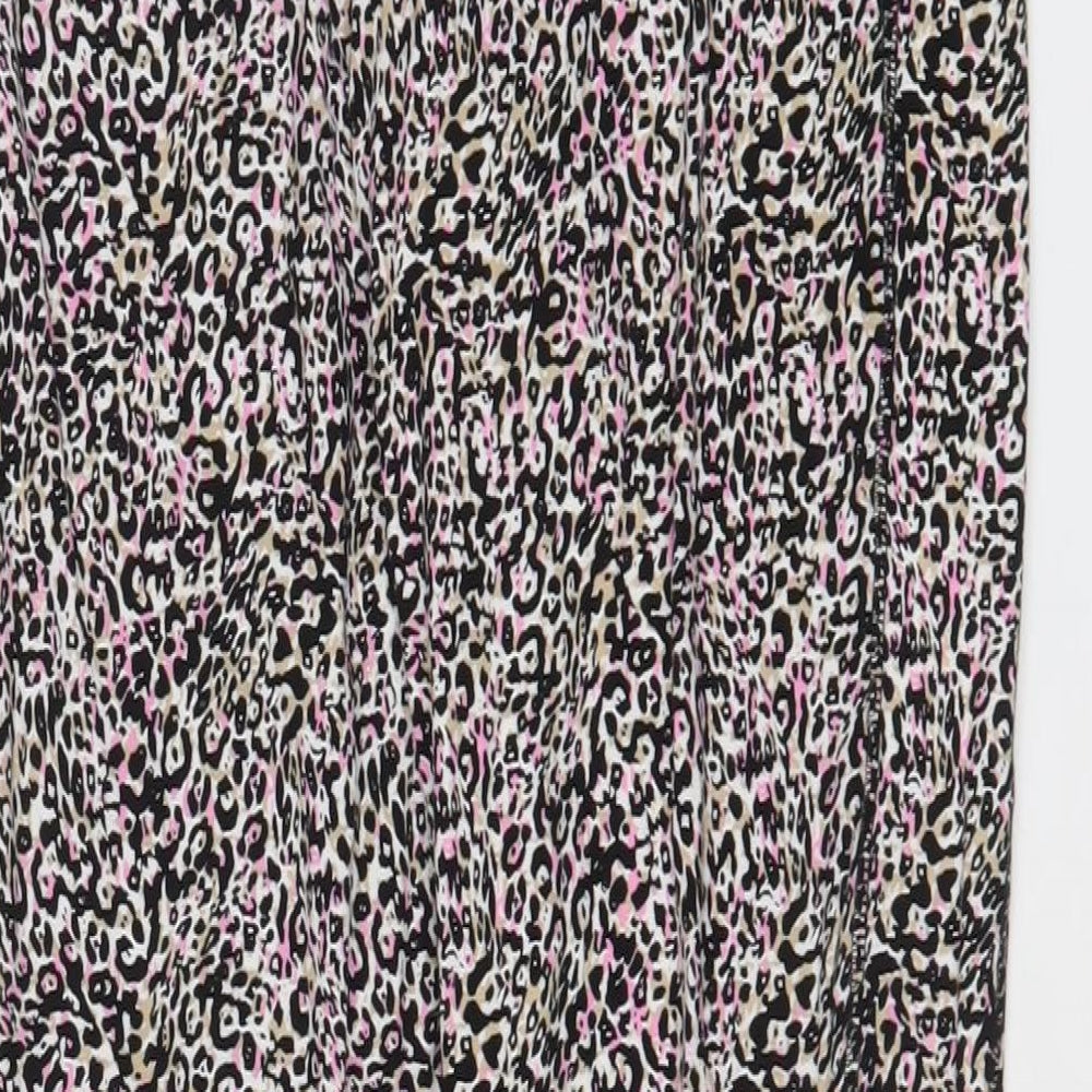 Marks and Spencer Womens Multicoloured Animal Print Viscose Trousers Size 14 L32 in Regular
