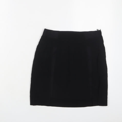 H&M Womens Black Cotton A-Line Skirt Size 6 Zip