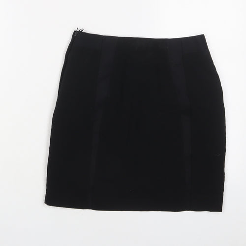 H&M Womens Black Cotton A-Line Skirt Size 6 Zip