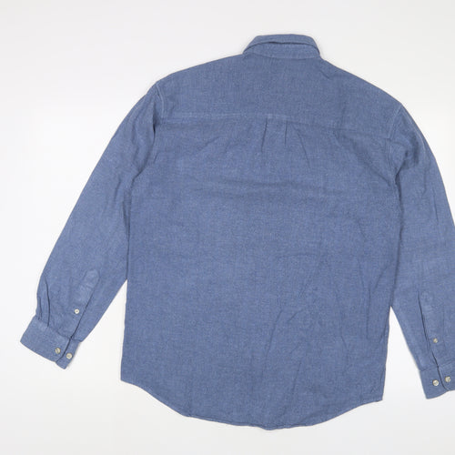 Crewfield Mens Blue Cotton Button-Up Size M Collared Button