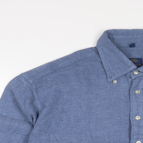 Crewfield Mens Blue Cotton Button-Up Size M Collared Button