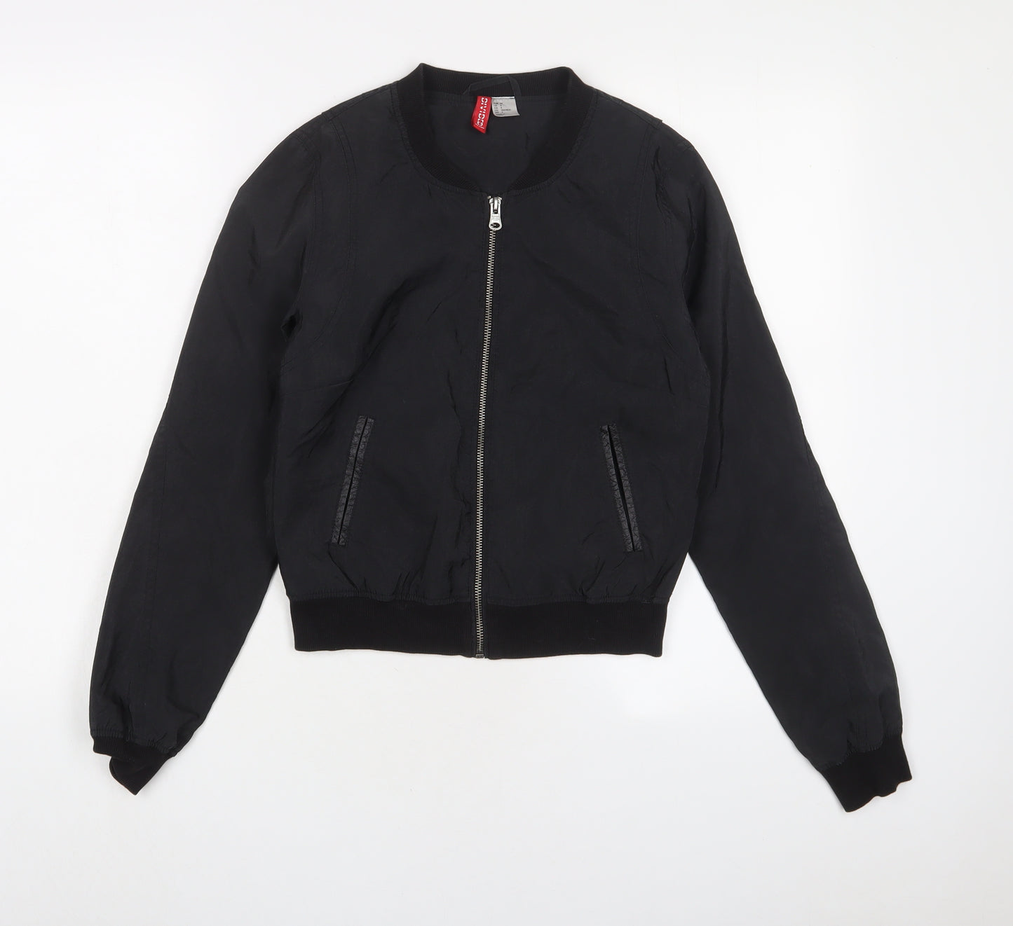 H&M Womens Black Bomber Jacket Jacket Size 6 Zip