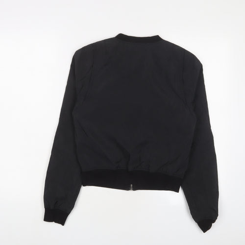 H&M Womens Black Bomber Jacket Jacket Size 6 Zip