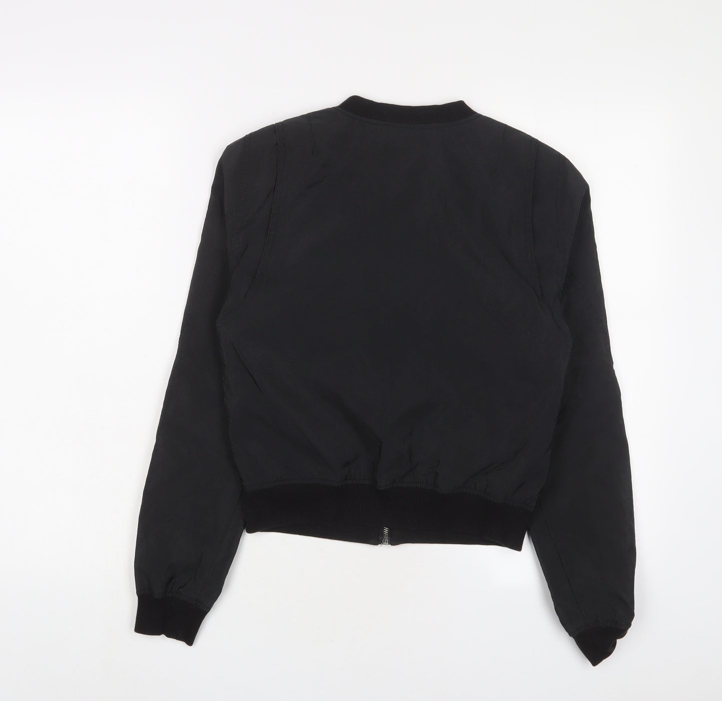 H&M Womens Black Bomber Jacket Jacket Size 6 Zip