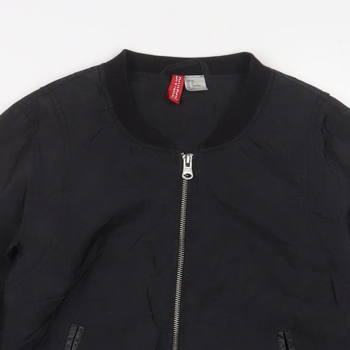 H&M Womens Black Bomber Jacket Jacket Size 6 Zip