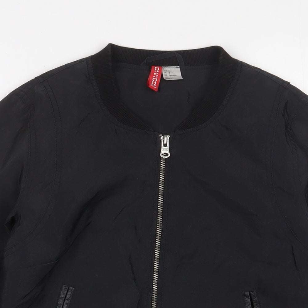 H&M Womens Black Bomber Jacket Jacket Size 6 Zip