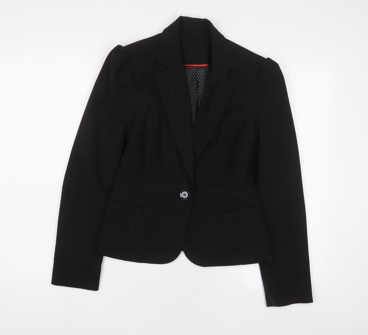New Look Womens Black Jacket Blazer Size 10 Button