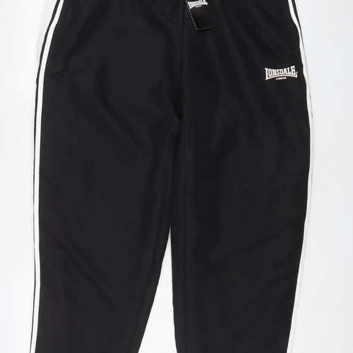 Lonsdale Mens Black Polyester Sweatpants Trousers Size L L30 in Regular Drawstring