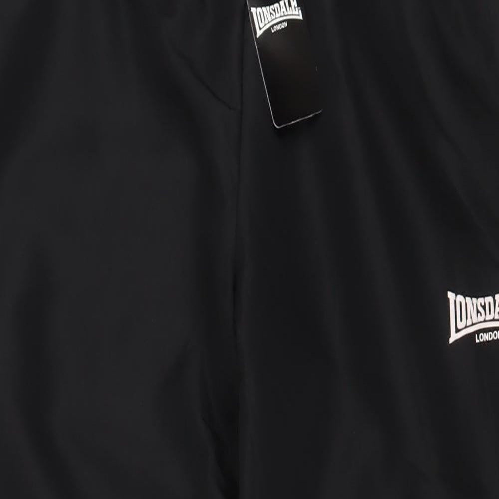 Lonsdale Mens Black Polyester Sweatpants Trousers Size L L30 in Regular Drawstring