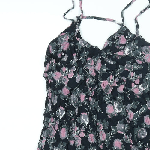 Pins & Needles Womens Black Geometric Viscose Mini Size M V-Neck Pullover