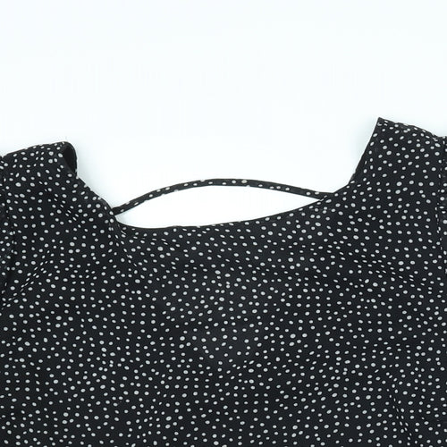 Dorothy Perkins Womens Black Polka Dot Polyester Basic Blouse Size 14 Round Neck