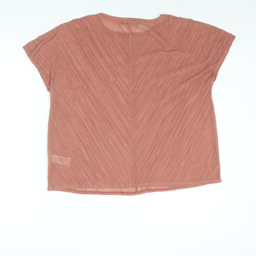 Marks and Spencer Womens Pink Polyester Basic Blouse Size 14 Round Neck