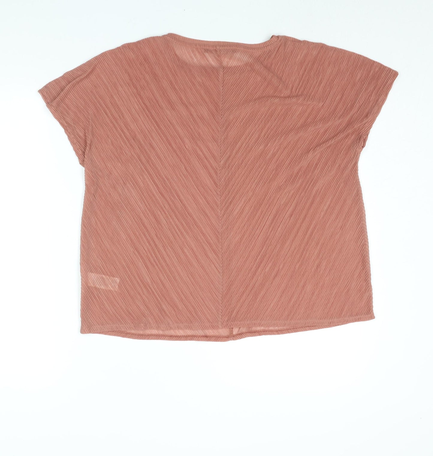 Marks and Spencer Womens Pink Polyester Basic Blouse Size 14 Round Neck