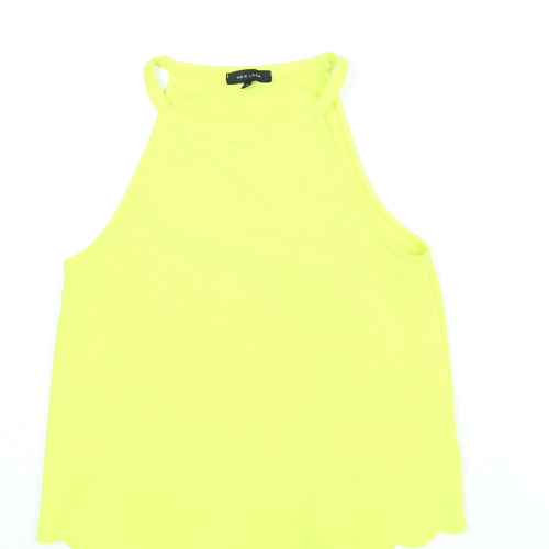 New Look Womens Yellow Polyester Camisole Blouse Size 12 Round Neck