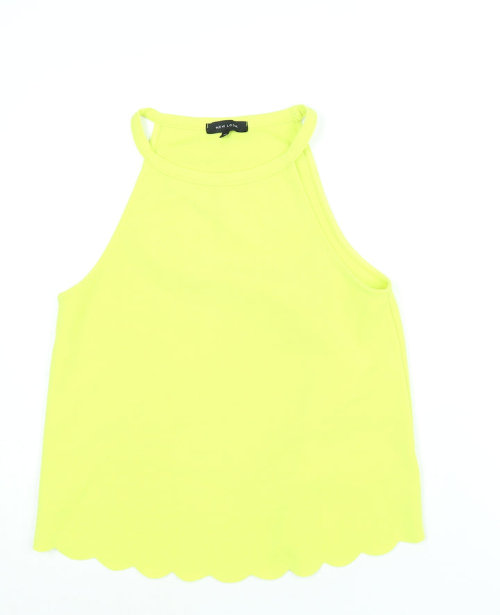 New Look Womens Yellow Polyester Camisole Blouse Size 12 Round Neck