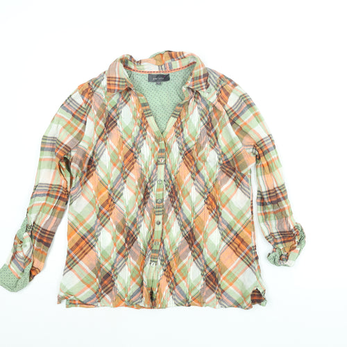 Per Una Womens Multicoloured Check Cotton Basic Button-Up Size 12 Collared