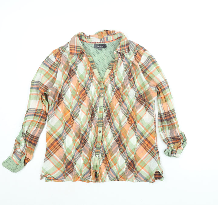 Per Una Womens Multicoloured Check Cotton Basic Button-Up Size 12 Collared