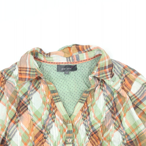 Per Una Womens Multicoloured Check Cotton Basic Button-Up Size 12 Collared