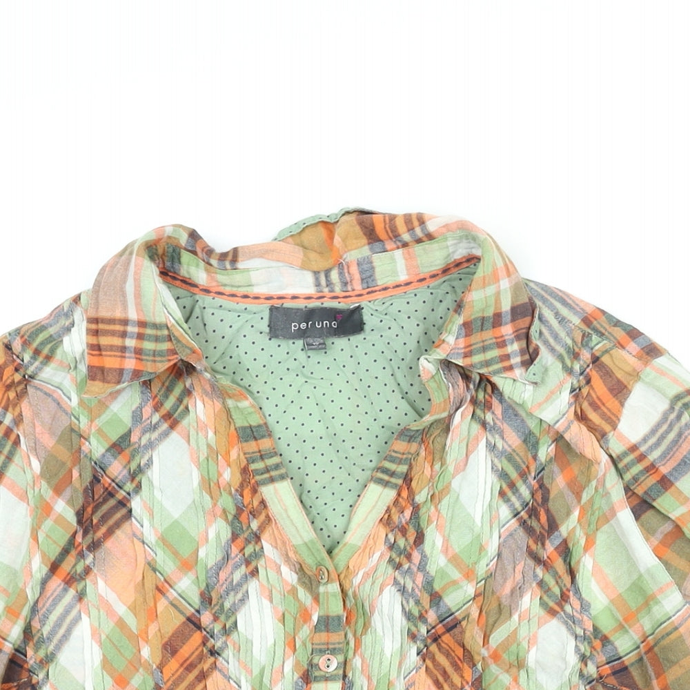 Per Una Womens Multicoloured Check Cotton Basic Button-Up Size 12 Collared