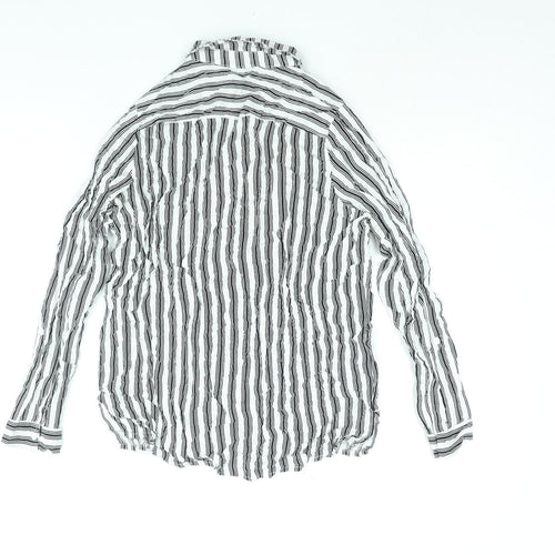 Divided by H&M Womens White Striped Viscose Basic Button-Up Size 6 Collared