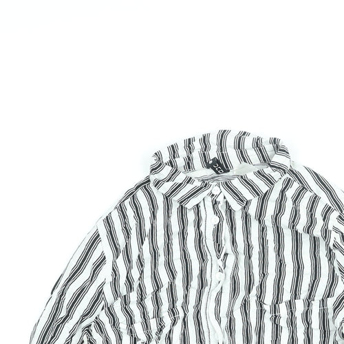 Divided by H&M Womens White Striped Viscose Basic Button-Up Size 6 Collared