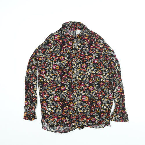 Divided by H&M Womens Multicoloured Floral Viscose Basic Button-Up Size 6 Collared