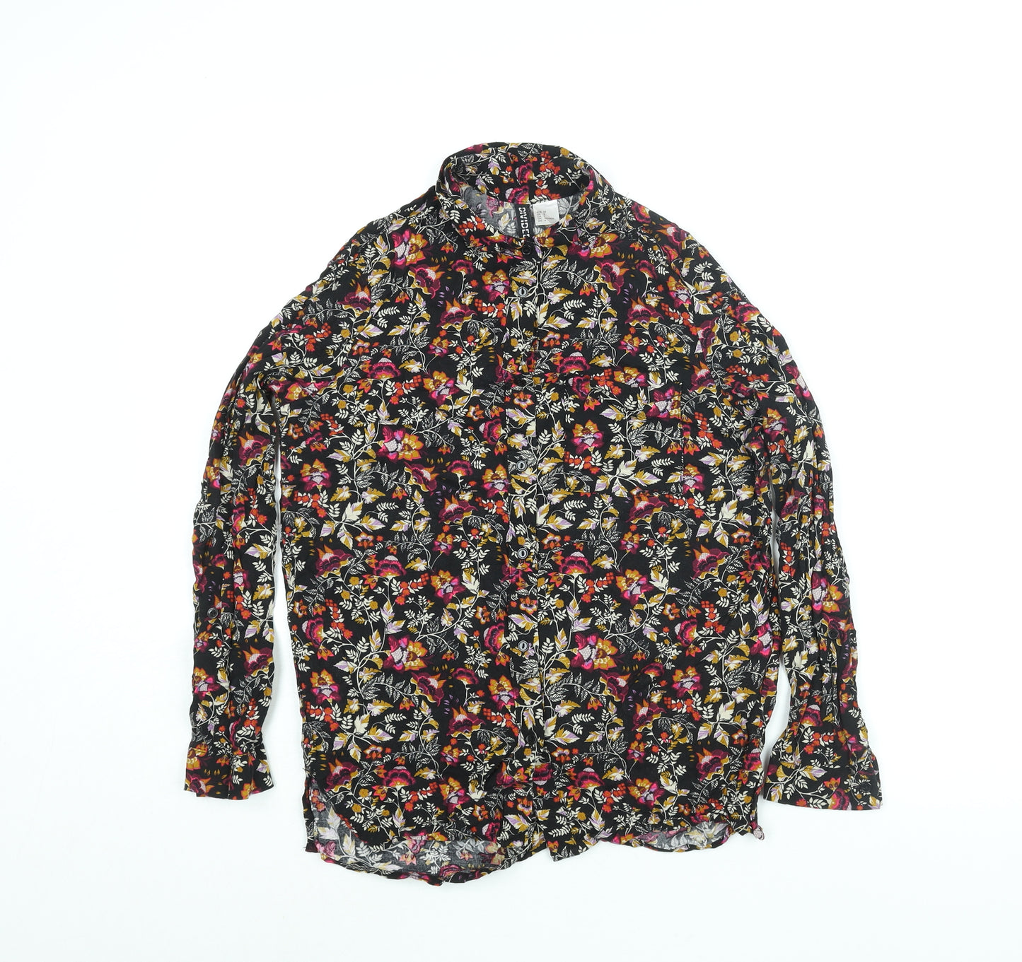 Divided by H&M Womens Multicoloured Floral Viscose Basic Button-Up Size 6 Collared