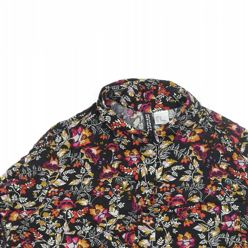 Divided by H&M Womens Multicoloured Floral Viscose Basic Button-Up Size 6 Collared
