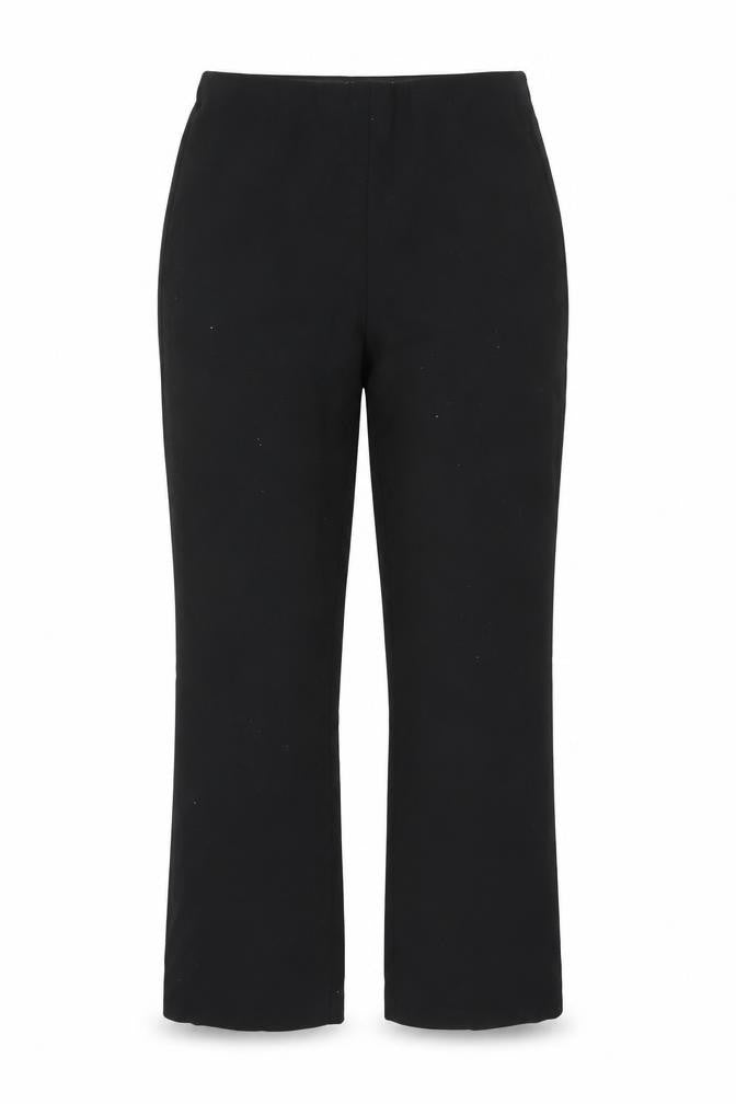 Front view of Zara women’s black polyester trousers, size M, 27-inch leg regular zip