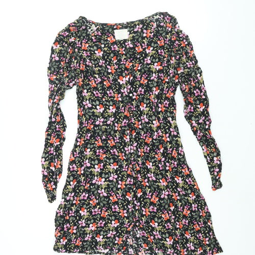 Pins & Needles Womens Multicoloured Floral Viscose A-Line Size S V-Neck Button