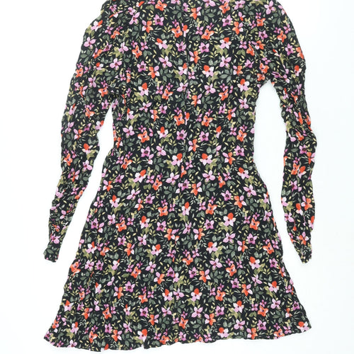 Pins & Needles Womens Multicoloured Floral Viscose A-Line Size S V-Neck Button