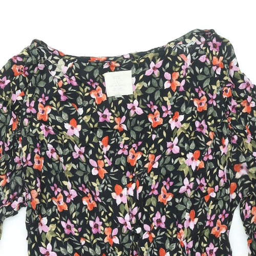 Pins & Needles Womens Multicoloured Floral Viscose A-Line Size S V-Neck Button