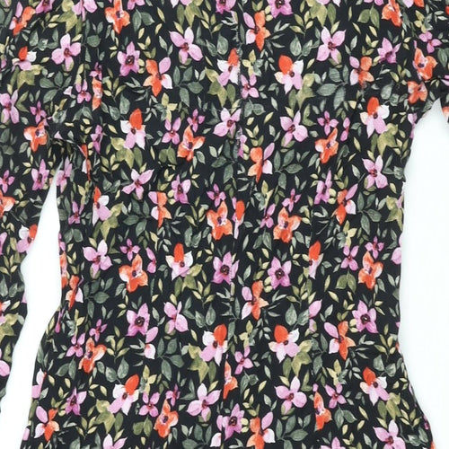 Pins & Needles Womens Multicoloured Floral Viscose A-Line Size S V-Neck Button
