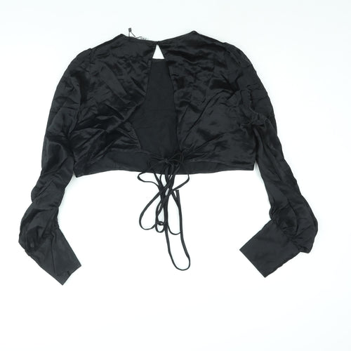 Zara Womens Black Viscose Basic Blouse Size L Round Neck
