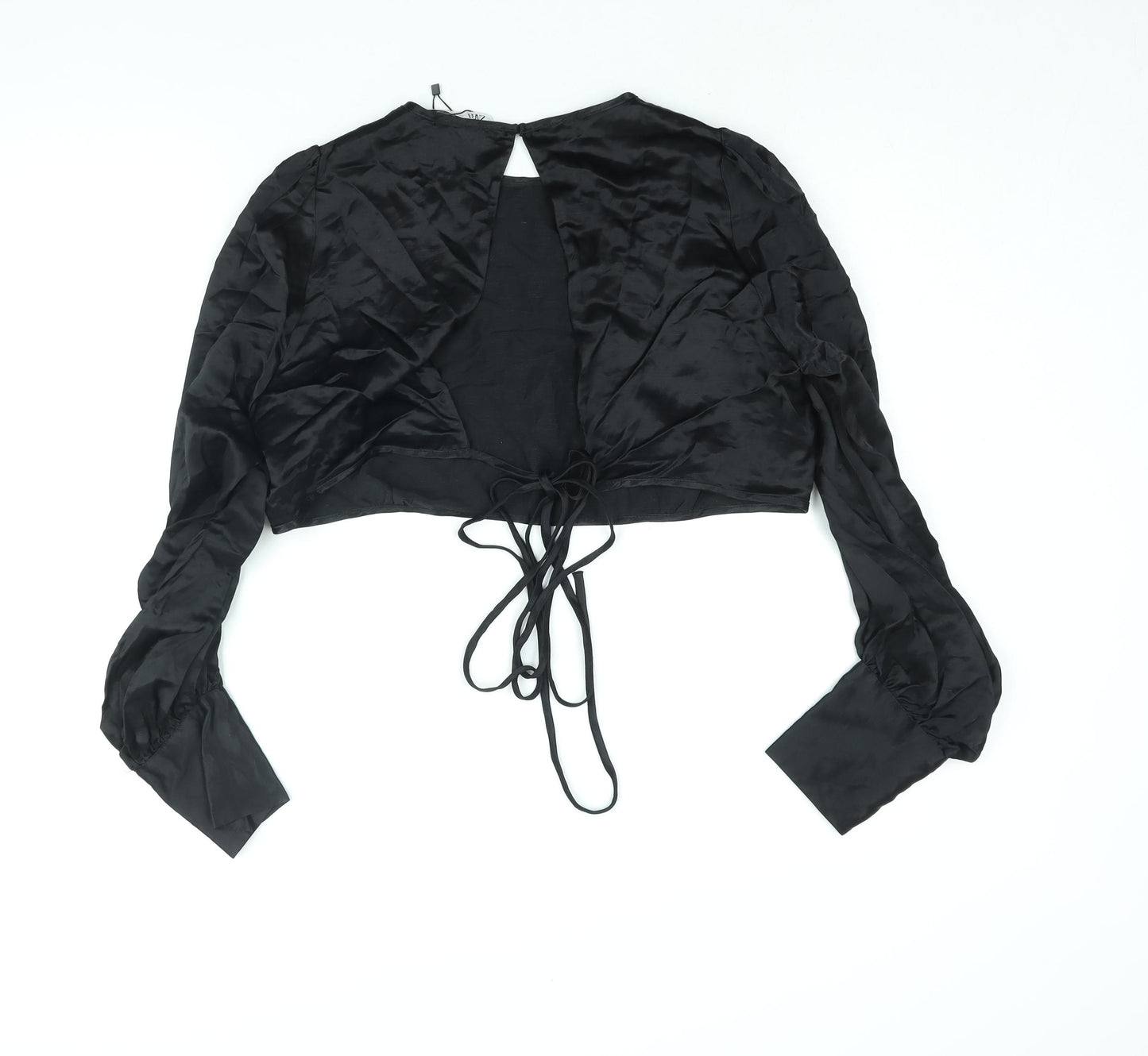 Zara Womens Black Viscose Basic Blouse Size L Round Neck