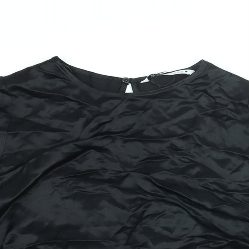 Zara Womens Black Viscose Basic Blouse Size L Round Neck