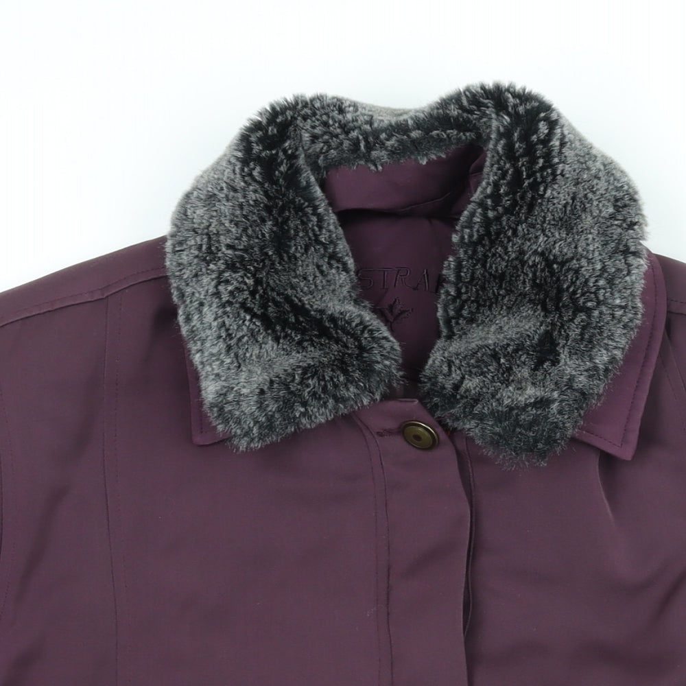 Astraka Womens Purple Overcoat Coat Size S Zip - Removable Faux Fur Collar