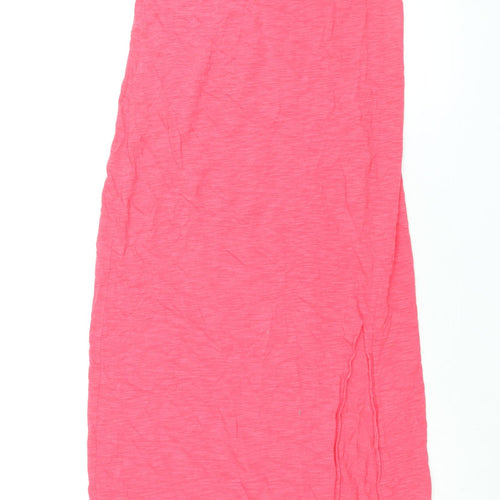 Express Womens Pink Cotton Maxi Size M Scoop Neck Pullover - Slit