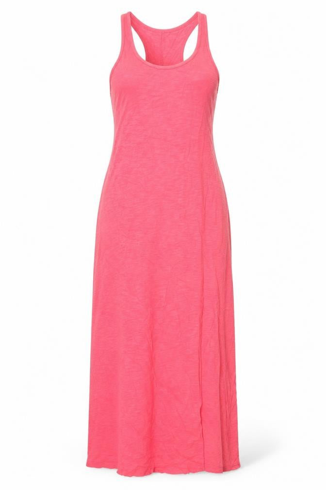 Front view of Express women’s pink cotton maxi, size M, scoop neck pullover - slit