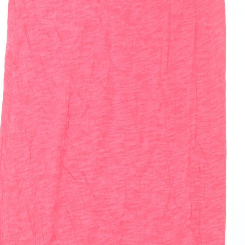 Express Womens Pink Cotton Maxi Size M Scoop Neck Pullover - Slit
