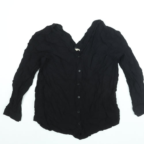 Olive + Oak Womens Black Viscose Basic Blouse Size M V-Neck