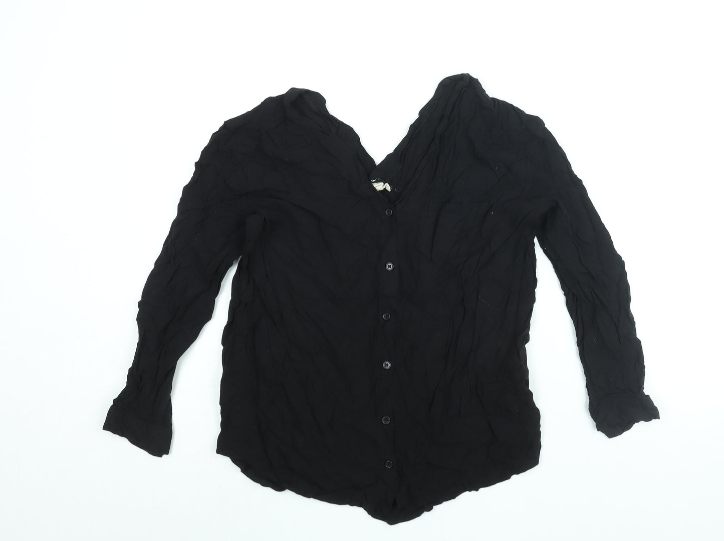 Olive + Oak Womens Black Viscose Basic Blouse Size M V-Neck