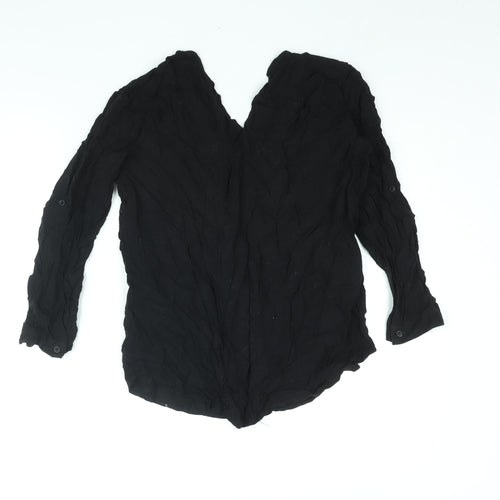 Olive + Oak Womens Black Viscose Basic Blouse Size M V-Neck
