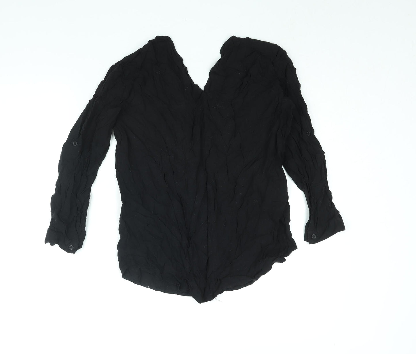Olive + Oak Womens Black Viscose Basic Blouse Size M V-Neck