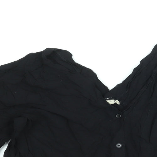 Olive + Oak Womens Black Viscose Basic Blouse Size M V-Neck