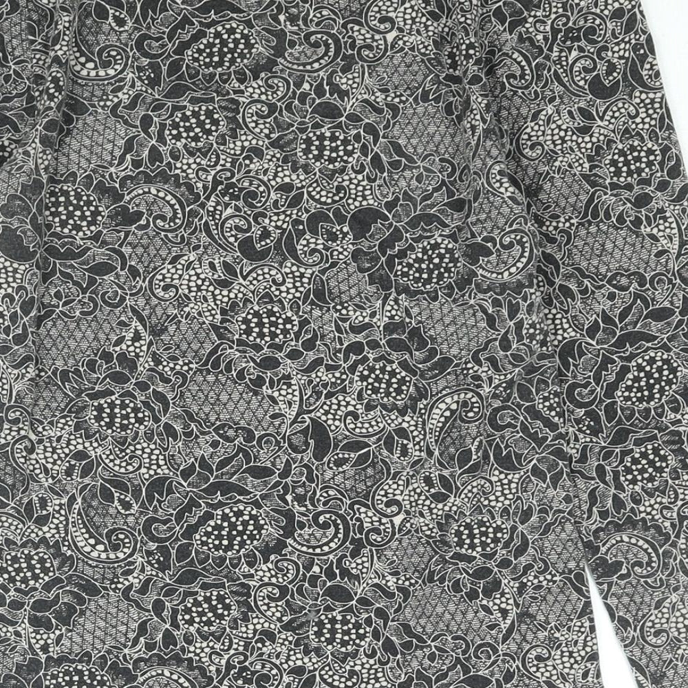 Marks and Spencer Womens Black Geometric Acrylic Basic T-Shirt Size 12 Round Neck