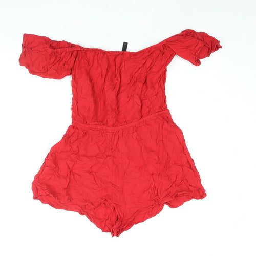 Divided by H&M Womens Red Viscose Playsuit One-Piece Size 10 Pullover