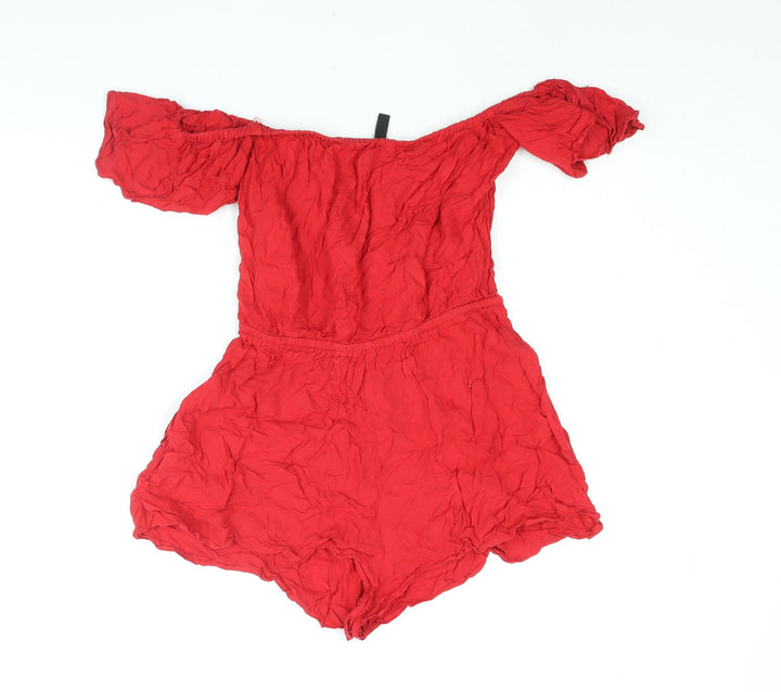 Divided by H&M Womens Red Viscose Playsuit One-Piece Size 10 Pullover